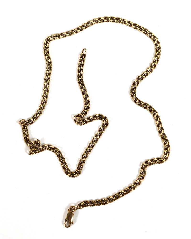 A 9ct yellow gold double flat curblink necklace with lobster clasp, l. 49.5 cm, 10.6 gms