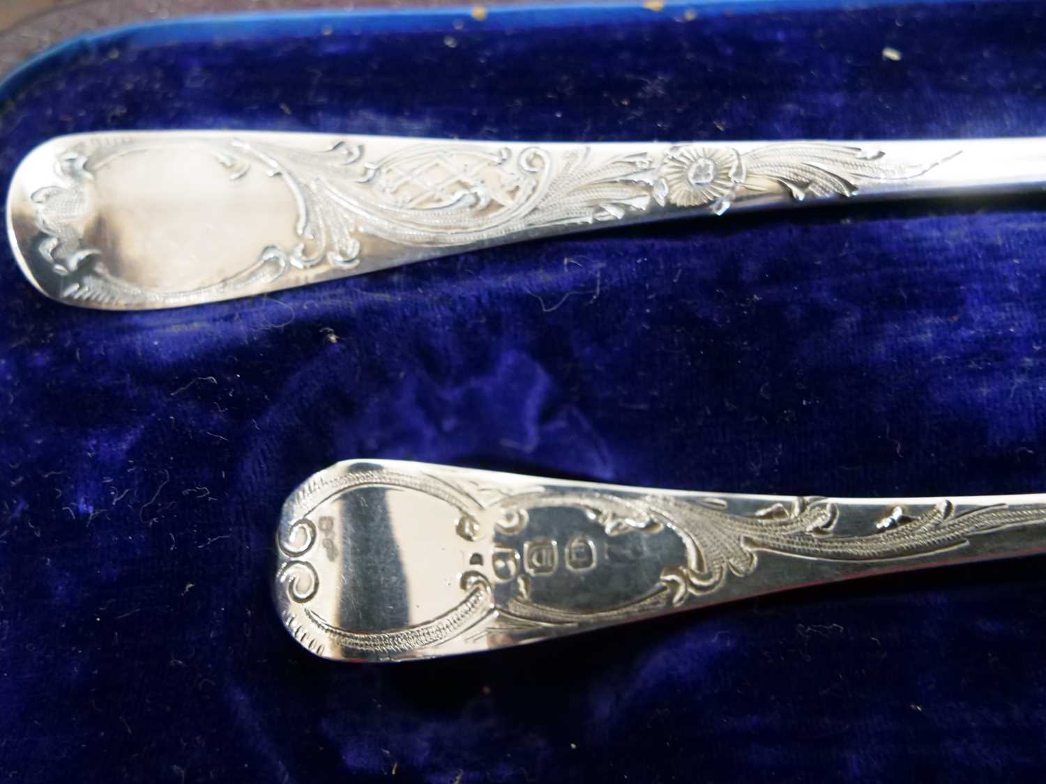 A pair of George III silver and parcel gilt berry spoons and a matching straining spoon, maker SH, - Image 4 of 10