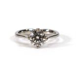 A platinum ring set moissanite in a four claw setting, stone approx. 1 carat,ring size I 1/2,3.6