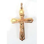 A 9ct yellow gold crucifix pendant, l. 5.3 cm, 3.1 gms