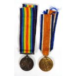 A pair of First World War Victory and War Medals awarded to 23306 Private T. Hewitt Suffolk