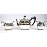 A Victorian and later silver bachelors harlequin tea service of canted squat for with foliate