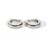A pair of 18ct white gold ear hoops, d.12 mm, overall 2.8 gms (2)