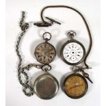 A silver open face dress pocket watch by Orator, a similar open face pocket watch and two base metal