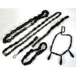 Five jet and jet-type necklaces/necklets or varying designs (5) (af)One in two sections