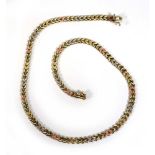 A 9ct tri colour v-link necklace, l. 41 cm, 10.7 gms