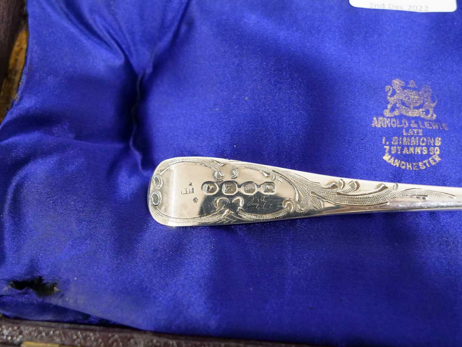 A pair of George III silver and parcel gilt berry spoons and a matching straining spoon, maker SH, - Image 8 of 10