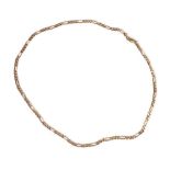 A 9ct yellow gold figaro link necklace with lobster clasp, l. 52 cm, 7.2 gms