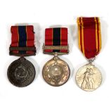 A group of three medals awarded to 10080 Fireman Joseph Haddon including 10 Years, 20 Years Long