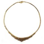 A 9ct tri-colour gold fringe necklace, l. 44 cm, 13.7 gms