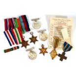 A group of Second World War medals including Defence, War (2), Italy Star, France & Germany Star,