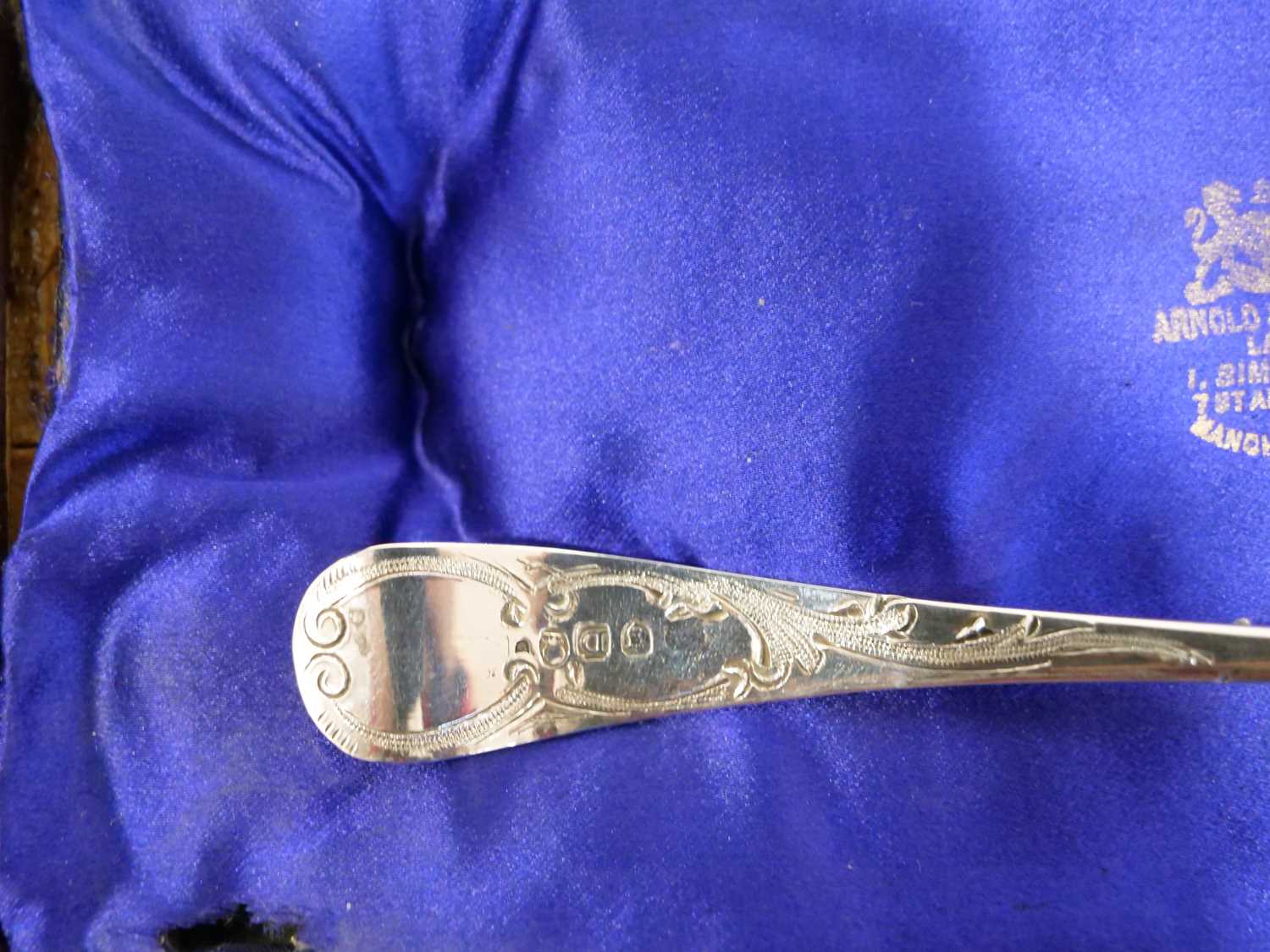 A pair of George III silver and parcel gilt berry spoons and a matching straining spoon, maker SH, - Image 3 of 10