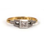 An 18ct yellow gold and platinum highlighted ring set small diamond in an illusion setting,ring size