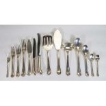 A suite of French silver flatware comprising:2 x servers, 2 x sauce ladles,12 x table spoons,12 x