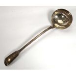 A late Victorian silver fiddle and thread pattern ladle, maker JSH, London 1891, l. 34.5 cm, 10