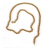 A 9ct yellow gold ropetwist necklace, l. 50 cm, 9 gms