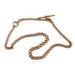 A 9ct rose gold graduated link watch chain with t-bar, l. 40 cm, 22.2 gms