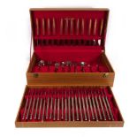 A twelve sitting canteen of Noritake stainless steel and gold plated flatware, cased