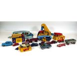 A group of Dinky, Matchbox and other diecast including farm vehicles, commercial models, a racing