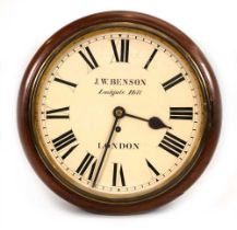 J.W. Benson of Ludgate Hill, London, a 19th century wall clock, the fusee movement within a mahogany