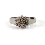 A 9ct white gold cluster ring set small diamonds,ring size Q,2.7 gms