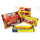 Four Corgi Toys fire engines:1001 HCB Angus Firestreak,1126 Simon Snorkel - Dennis,1143 American