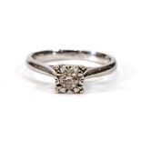 A 9ct white gold ring set brilliant cut diamond in an illusion settingstone approx. 0.25 carats,ring