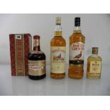 4 various bottles, 2x The Famous Grouse Scotch Whisky 43% & 40% 1 litre each, 1x Drambuie Scotch