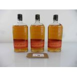 +VAT 3 bottles of Bulleit Bourbon Frontier Kentucky Straight Whiskey 45% 70cl (Note VAT added to bid