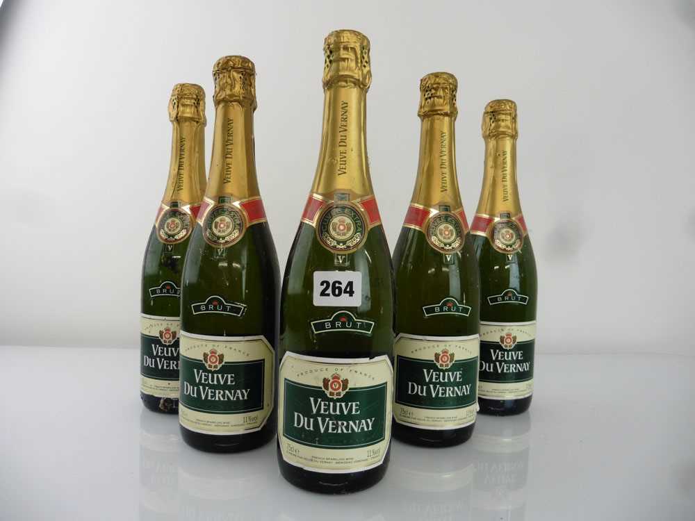 5 old bottles of Veuve du Vernay Brut Cuvee Extra French Sparkling wine