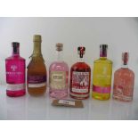 +VAT 6 various bottles of Gin, 1x Weavers Castle Gate Gin with Acorns, Strawberries & Lavender 37.5%