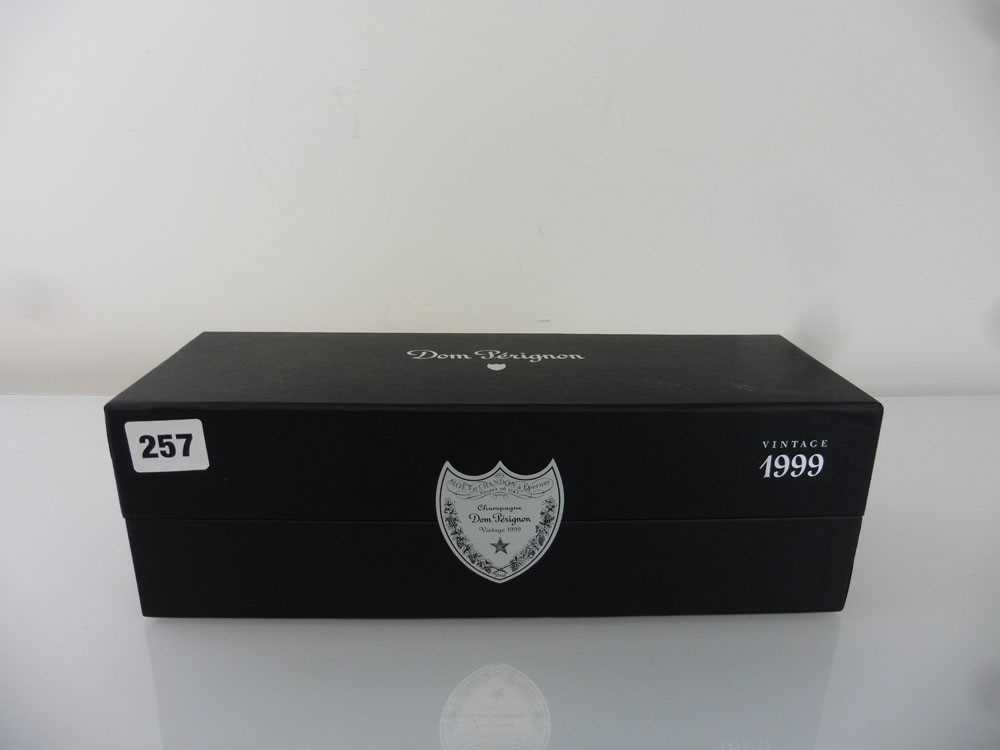 A bottle of Moet et Chandon Dom Perignon 1999 Vintage Champagne with box