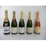 5 old bottles of Champagne, 1x Heidsieck Dry Monopole Reserved for England, 1x Gallimard Pere & fils