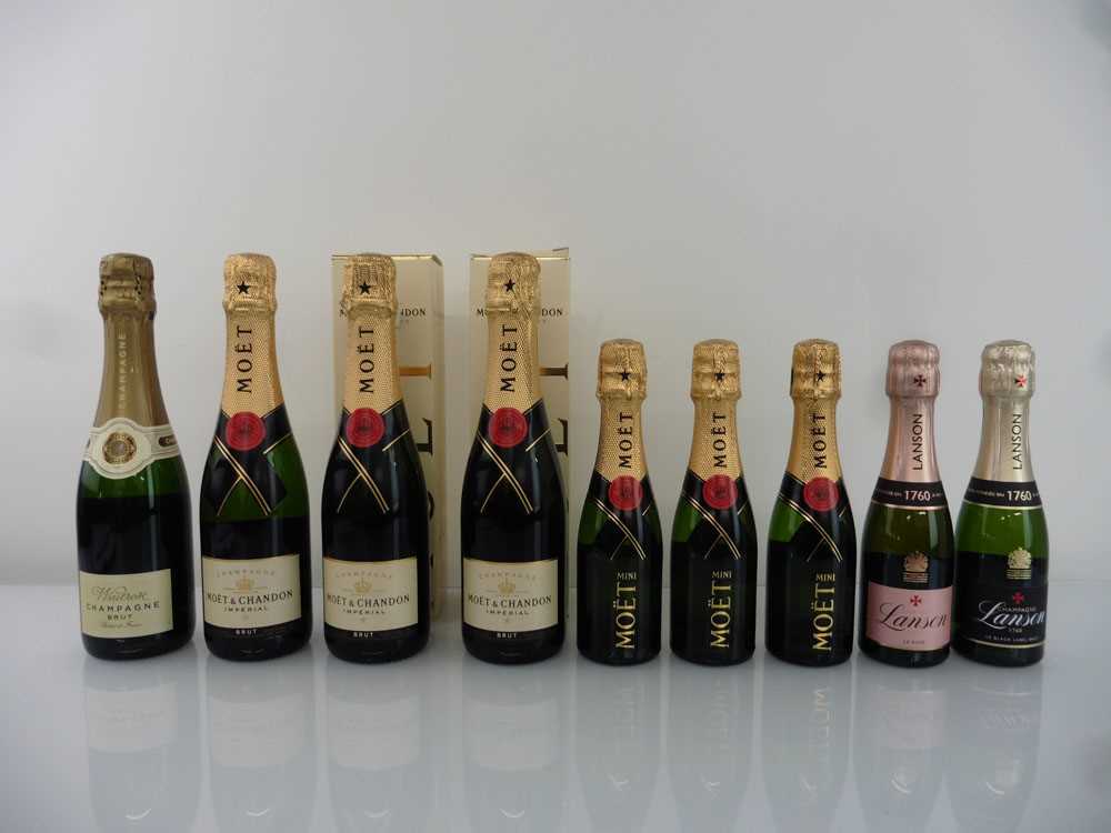 +VAT 4 half bottles & 5 20cl bottles of Champagne, 3x Moet & Chandon Imperial Brut 37.5cl, 1x