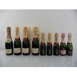 +VAT 4 half bottles & 5 20cl bottles of Champagne, 3x Moet & Chandon Imperial Brut 37.5cl, 1x