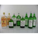 9 various bottles of Gin, 2x Gordon's Special Dry London Gin 37.5% 1 litre, 2x Gordon's Imported