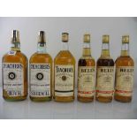 6 bottles, 3x Bell's Extra Special old Scotch Whisky circa 1970s 70 proof 26 2/3 fl oz & 3x