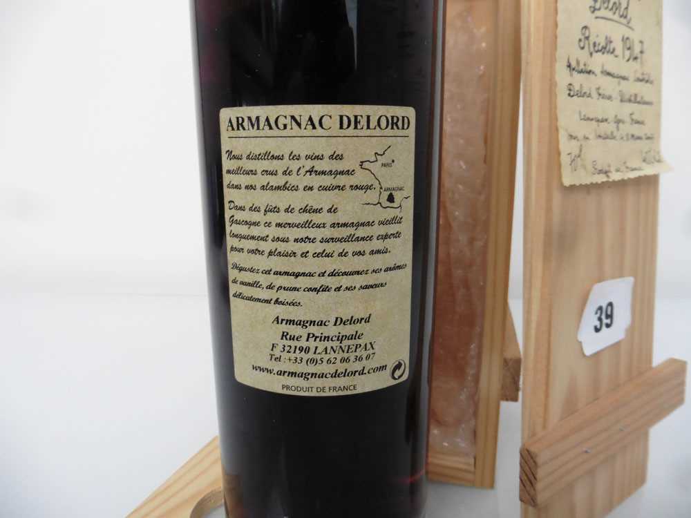 A bottle of Delord Freres 1947 Vieil Armagnac bottled in 2007 with wooden box 40% 70cl - Image 4 of 5