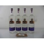 +VAT 4 bottles of J J Whitley London Dry Gin 38% 70cl (Note VAT added to bid price)
