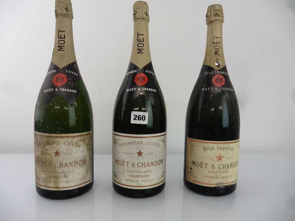 3 old Magnums of Moet & Chandon Champagne, 1x Brut Imperial & 2x Premiere Cuvee 150cl