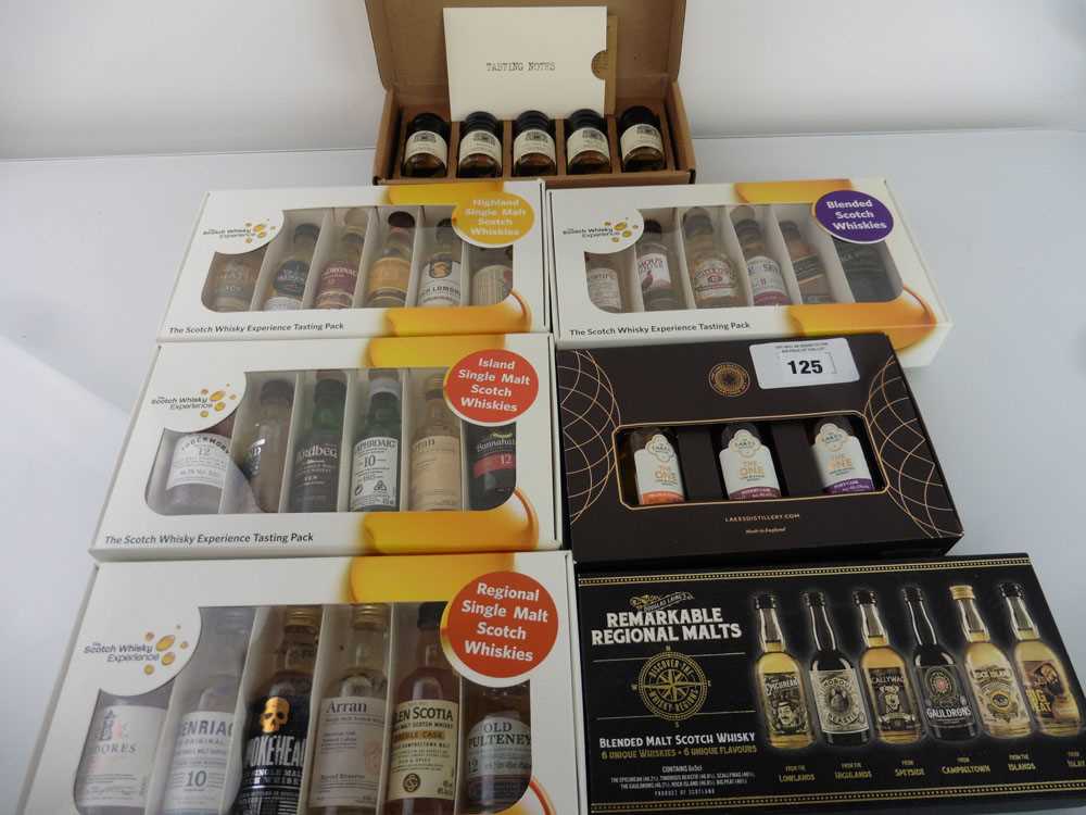 +VAT 7 various Whisky Tasting box sets comprising 38 different whisky miniatures, mostly 5cl each (