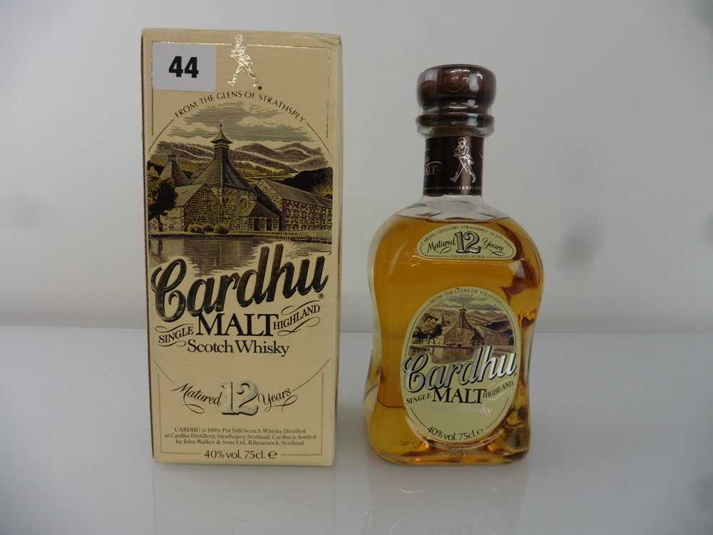 A bottle of Cardhu 12 year old Single Malt Highland Scotch Whisky with box old style circa 1980's