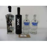 +VAT 4 bottles of Vodka, 1x XIX Premium Vodka 40% 70cl, 1x Tan Dowr Premium Cornish Sea Salt Vodka