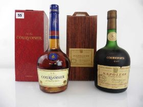 2 bottles of Courvoisier Cognac with boxes, 1x Napoleon "By Appointment to the Late King George