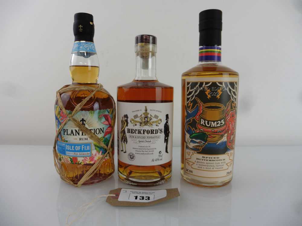 +VAT 3 bottles, 1x Rum25 Limited Edition 2022 Spiced Butterscotch Rum 37.5% 70cl, 1x Beckford's