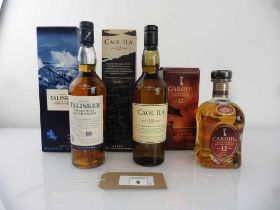 +VAT 3 bottles of Whisky, 1x Talisker Single Malt Aged !0 Years 70cl 45.8%, 1x Caol Ila Islay Single