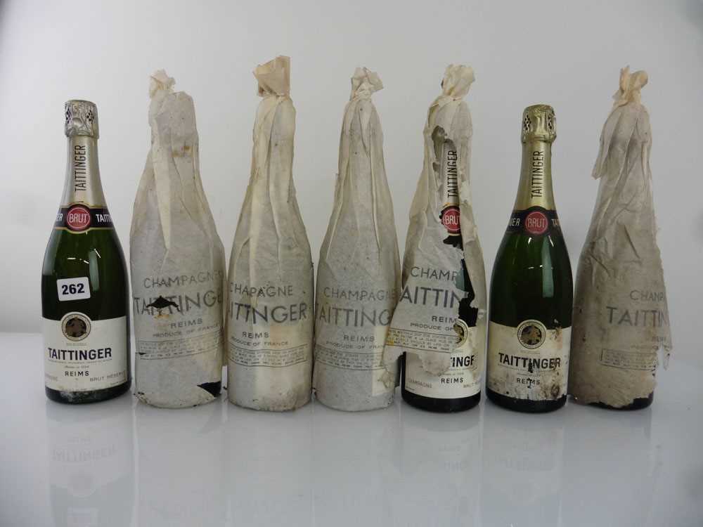 7 old bottles of Taittinger Brut Reserve Champagne 77cl