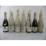 7 old bottles of Taittinger Brut Reserve Champagne 77cl