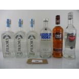 +VAT 6 bottles of Vodka, 3x Priory Potato Vodka from Yorkshire Batch 41 40% 70cl, 1x Absolut Swedish