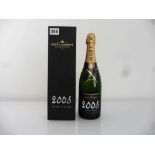 A bottle of Moet et Chandon 2008 Grand Vintage Champagne with box